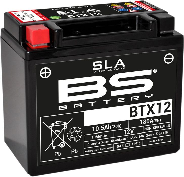 Motorcykelbatteri BS BTX12 SLA (vedligeholdelsesfrit)