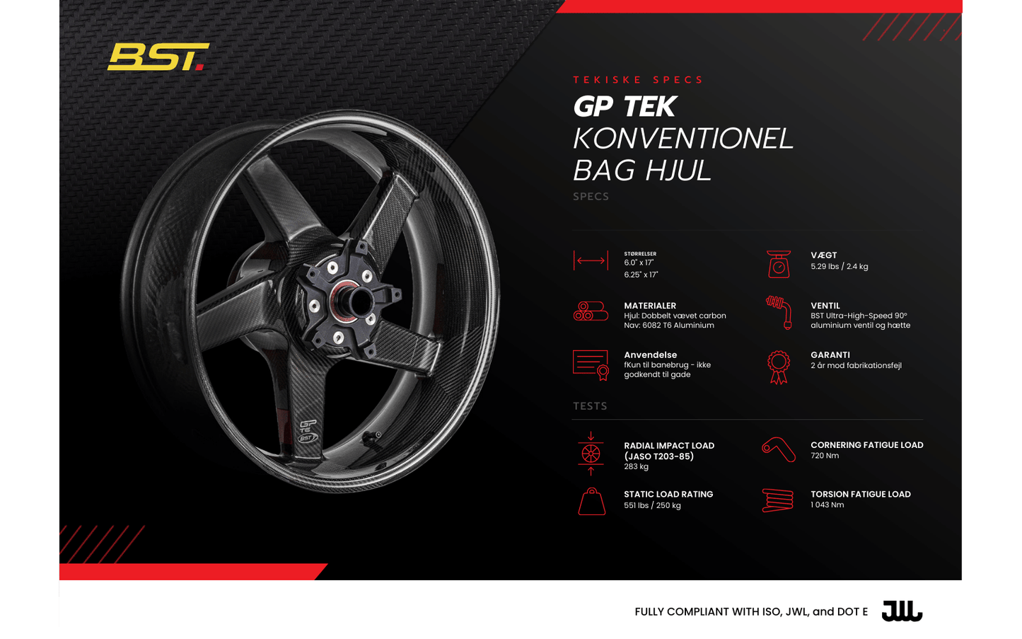 BST GP Tek Baghjul til HONDA CBR1000RR - R (2019 - 2023) - 6" x 17" - BST Carbon hjul - Pitboxen Performance