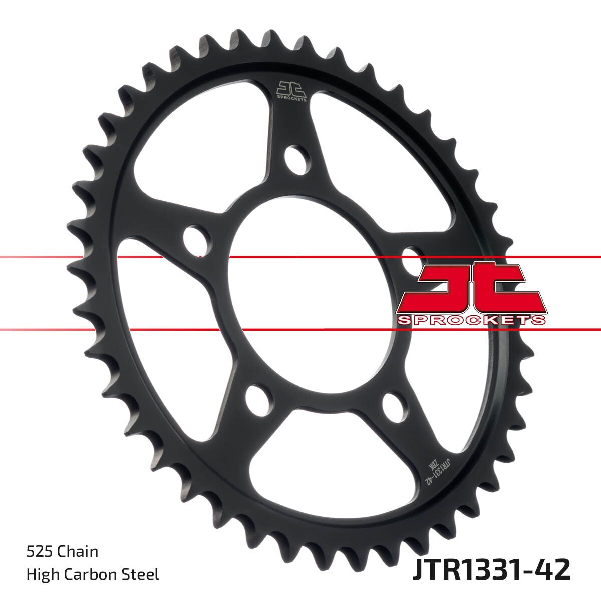 Black| zinc stål bagkædehjul 42T 525 - JTR1331.42ZBK - JT Sprockets - Pitboxen.dk