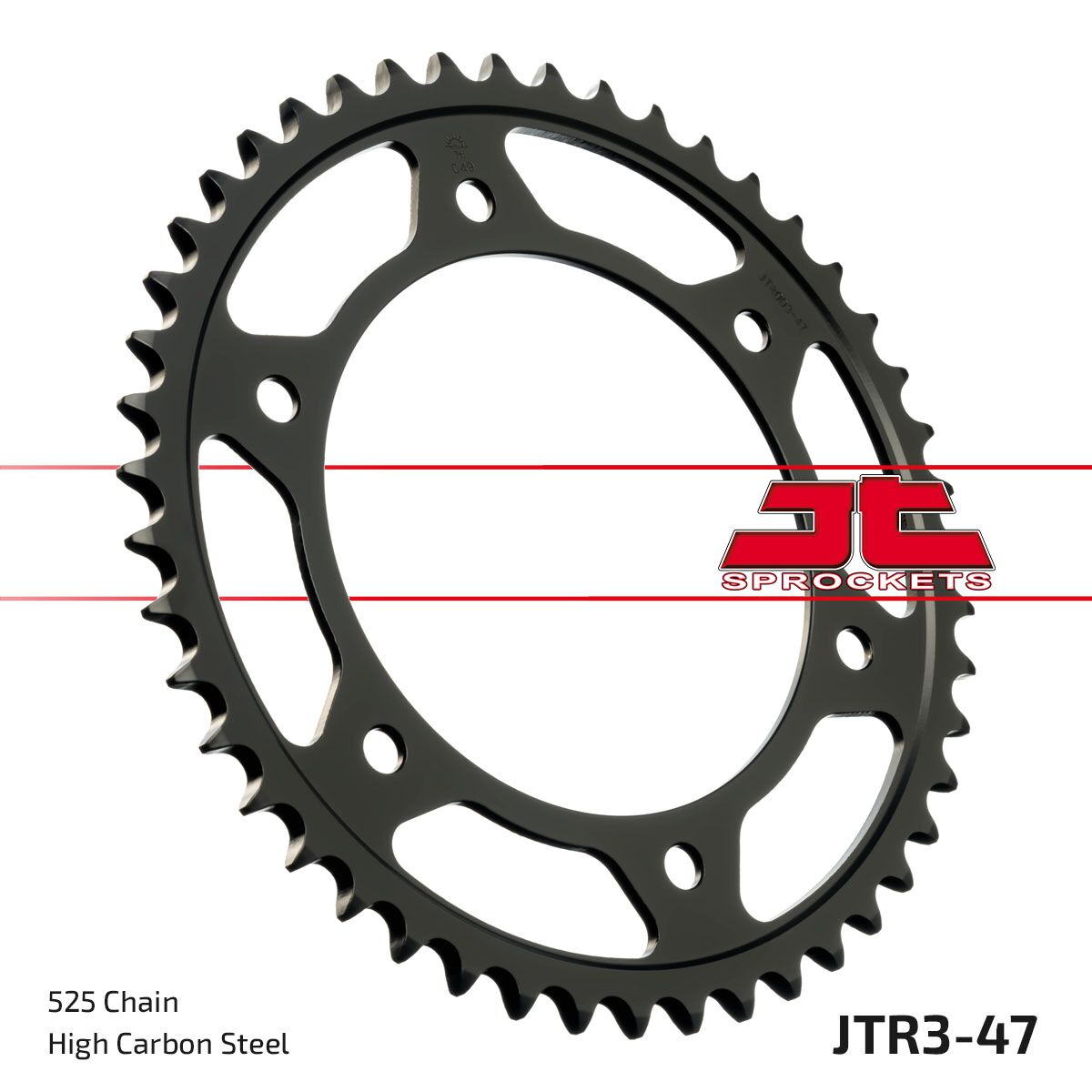 Black| zinc stål bagkædehjul 47T 525 - JTR3.47ZBK - JT Sprockets - Pitboxen.dk