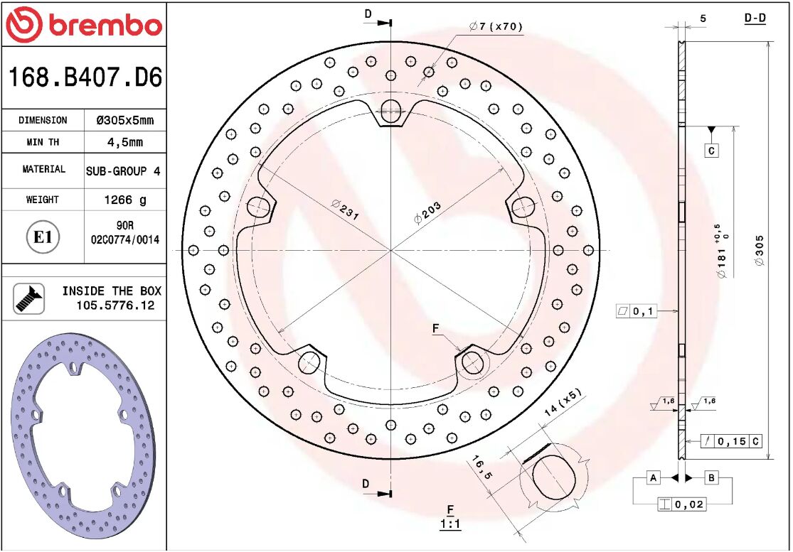 Bmw Adventure 08 - 23 m.fl. bremseskive for, ORO fast - Brembo - Pitboxen.dk