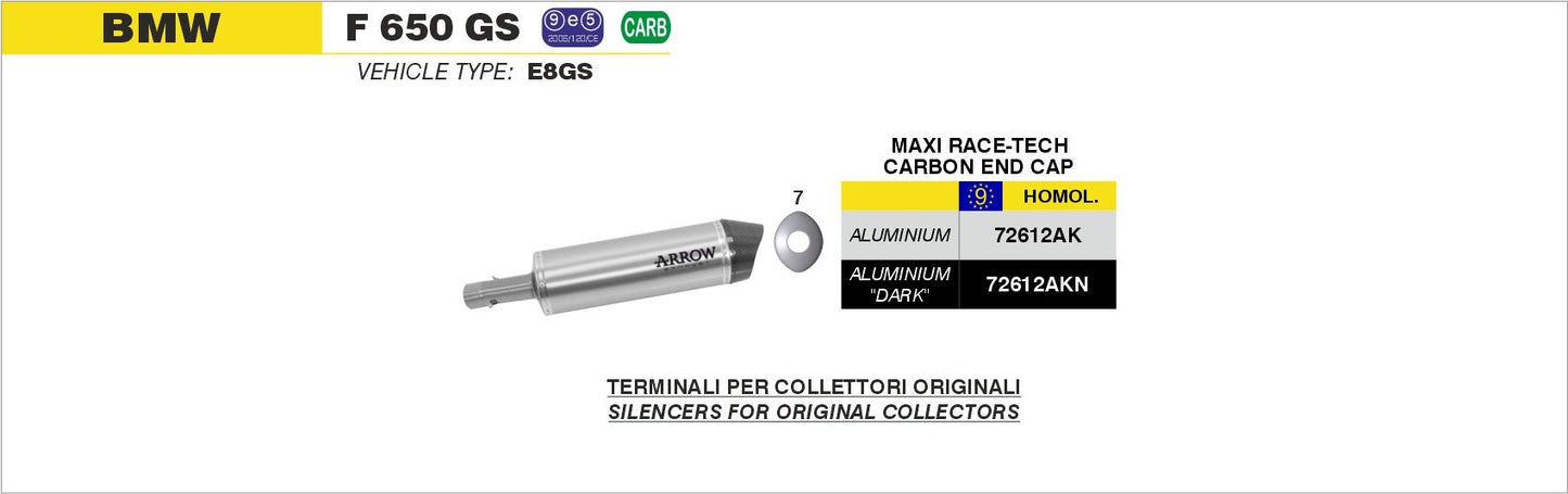 BMW F 650 GS 2008-2012 Arrow udstødning. Slip-on udstødninger, komplette udstødninger, manifold/forrør. Find det hos Pitboxen.dk