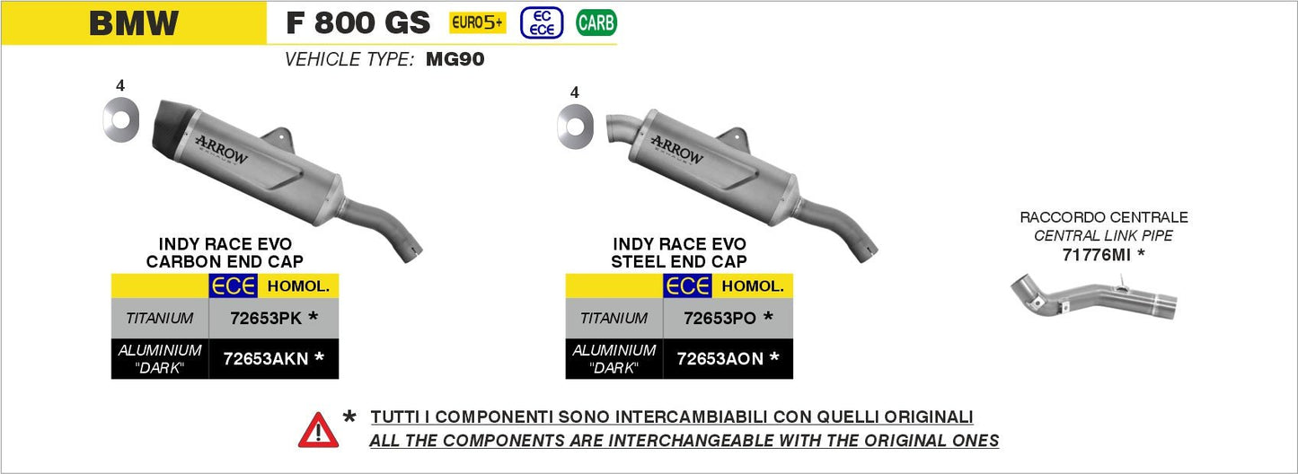 BMW F 800 GS 2024-2025 Arrow udstødning. Slip-on udstødninger, komplette udstødninger, manifold/forrør. Find det hos Pitboxen.dk