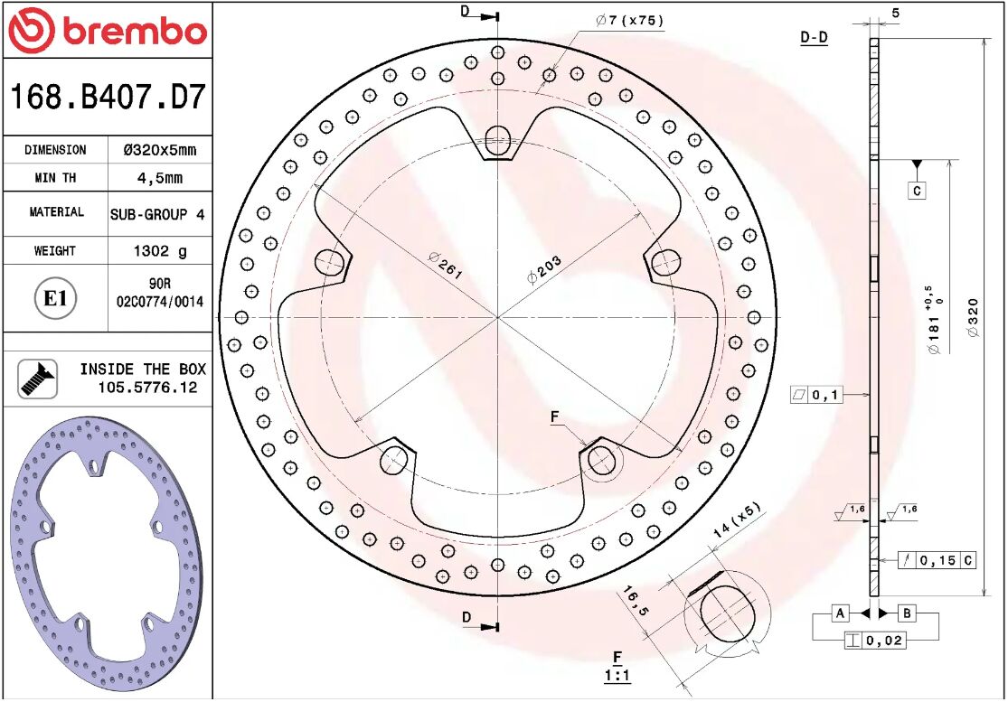 Bmw F 800 R 09 - 20 m.fl. bremseskive for, ORO fast - Brembo - Pitboxen.dk