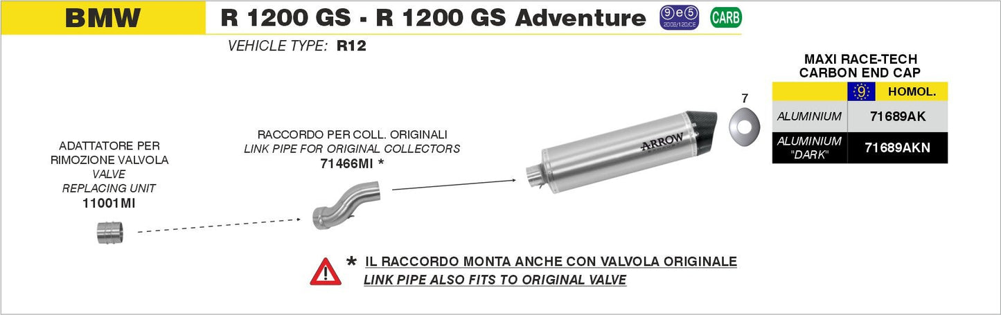 BMW R 1200 GS / Adventure 2010-2012 Arrow udstødning. Slip-on udstødninger, komplette udstødninger, manifold/forrør. Find det hos Pitboxen.dk