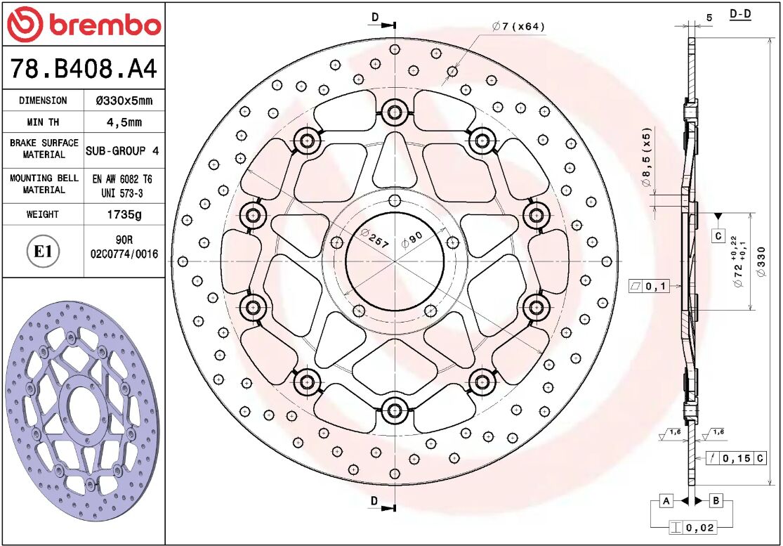 Ducati MONSTER 1200 14 - 20 m.fl. bremseskive for, ORO flydende - Brembo - Pitboxen.dk