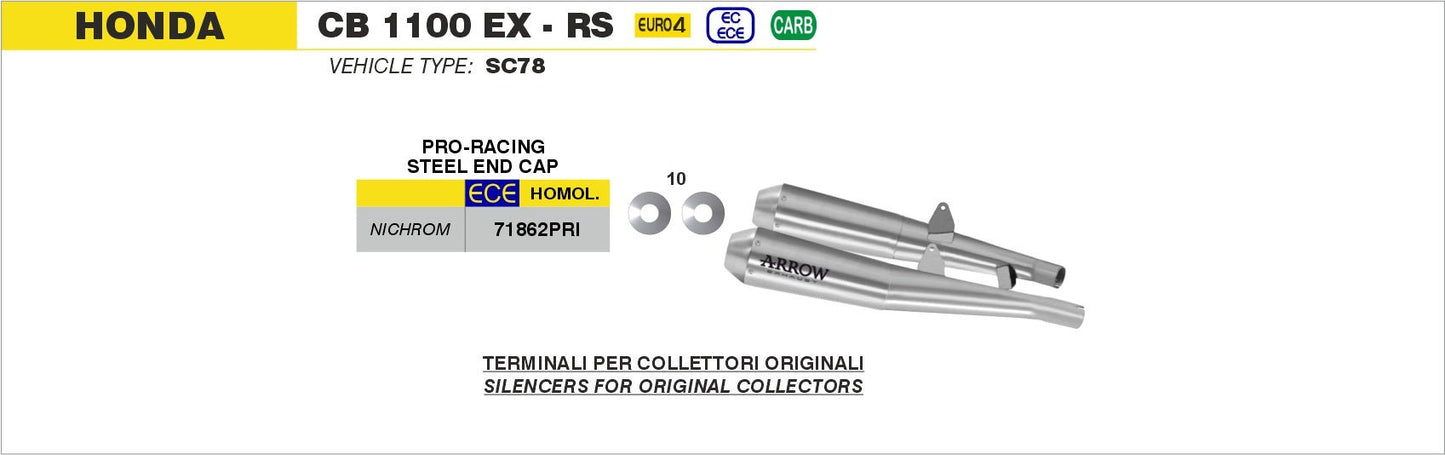Honda CB 1100 EX/RS 2017-2020 Arrow udstødning. Slip-on udstødninger, komplette udstødninger, manifold/forrør. Find det hos Pitboxen.dk