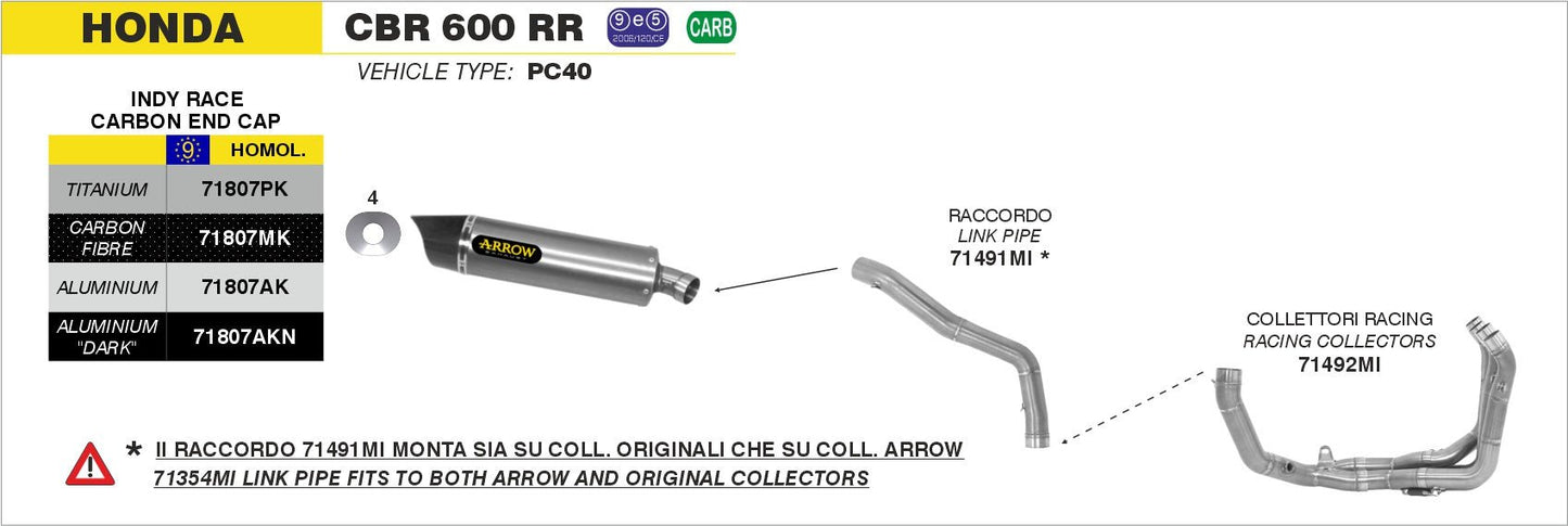Honda CBR 600 RR 2013-2016 Arrow udstødning. Slip-on udstødninger, komplette udstødninger, manifold/forrør. Find det hos Pitboxen.dk