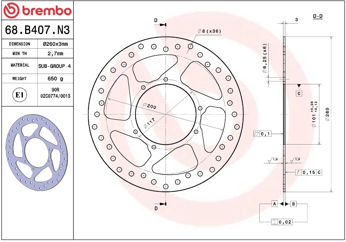 Honda CRF 250 R 15 - 23 m.fl. bremseskive for, ORO fast - Brembo - Pitboxen.dk