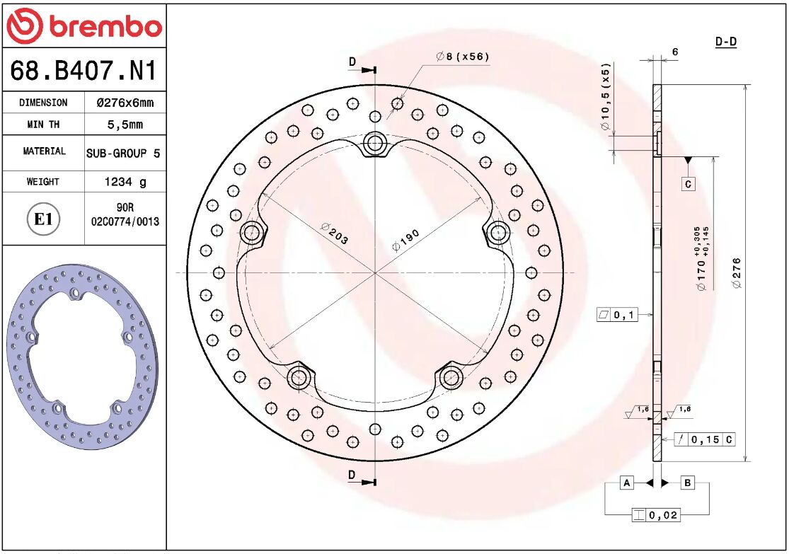 Honda Crosstourer 12 - 19 m.fl. bremseskive bag, ORO fast - Brembo - Pitboxen.dk