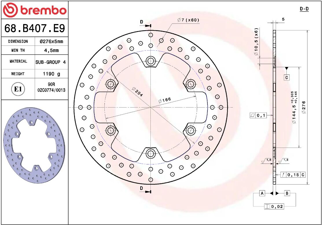 Honda Silver Wing 03 - 08 m.fl. bremseskive for, ORO fast - Brembo - Pitboxen.dk