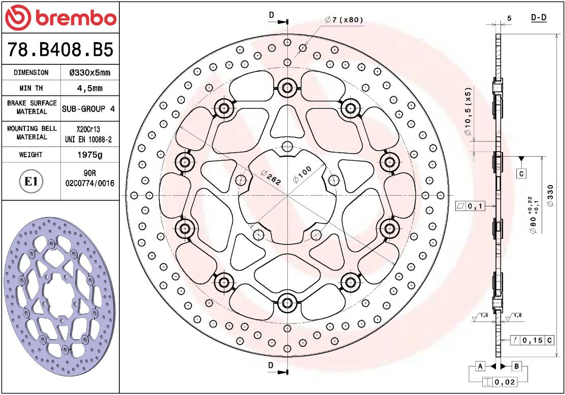 Kawasaki Ninja 18 - 20 m.fl. bremseskive for, ORO flydende - Brembo - Pitboxen.dk