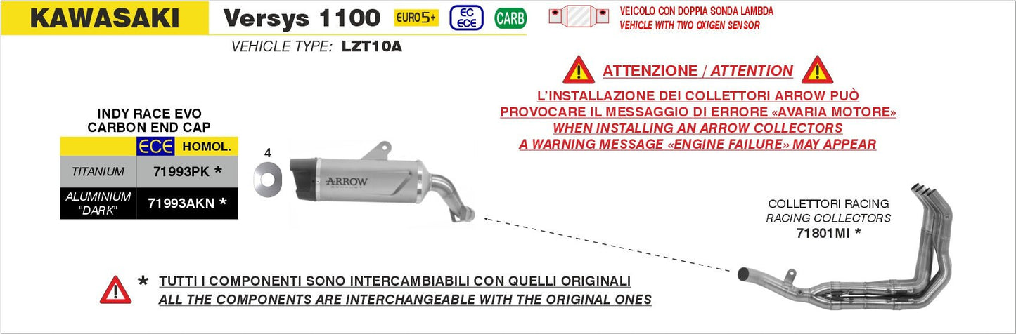 Kawasaki VERSYS 1100 2025- Arrow udstødning. Slip-on udstødninger, komplette udstødninger, manifold/forrør. Find det hos Pitboxen.dk