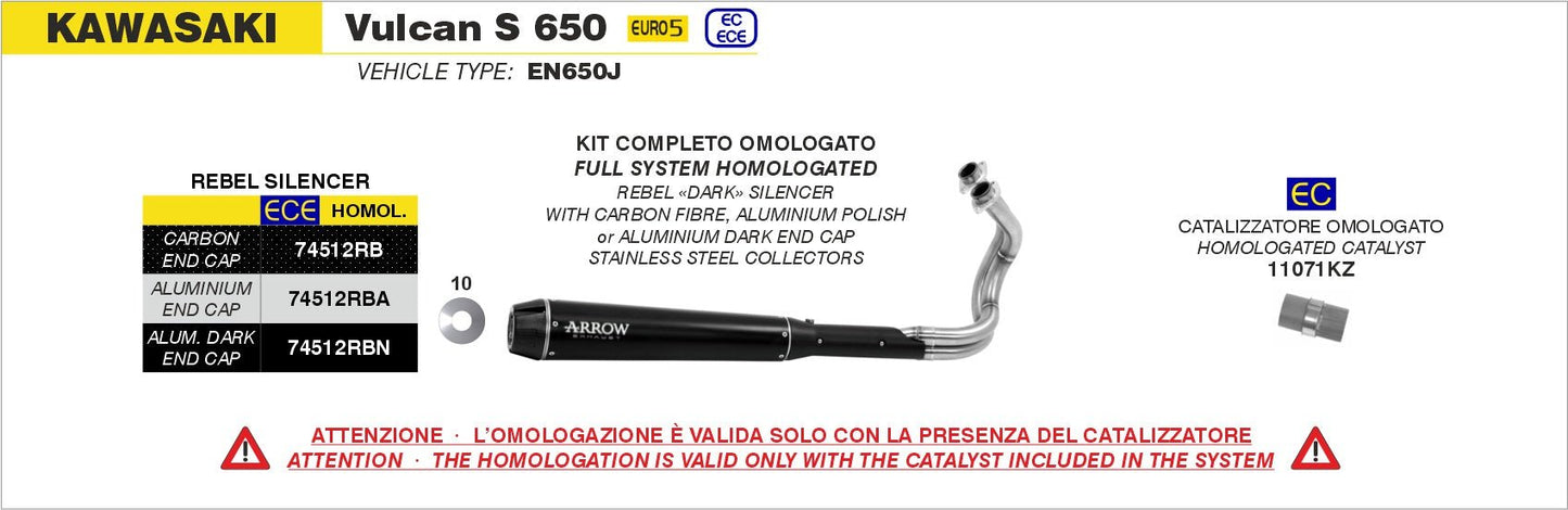 Kawasaki Vulcan S 650 2021-2024 Arrow udstødning. Slip-on udstødninger, komplette udstødninger, manifold/forrør. Find det hos Pitboxen.dk