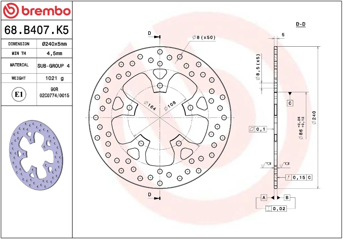 Ktm SUPER DUKE 1290 R 14 - 21 m.fl. bremseskive bag, ORO fast - Brembo - Pitboxen.dk