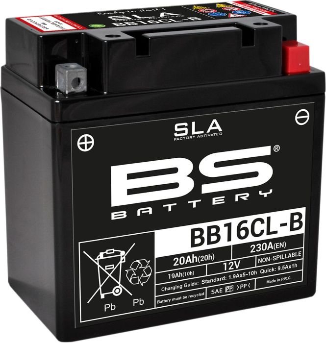 Motorcykelbatteri BS BB16CL - B SLA (vedligeholdelsesfrit) - Pitboxen.dk