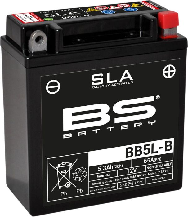 Motorcykelbatteri BS BB5L - B SLA (vedligeholdelsesfrit) - Pitboxen.dk