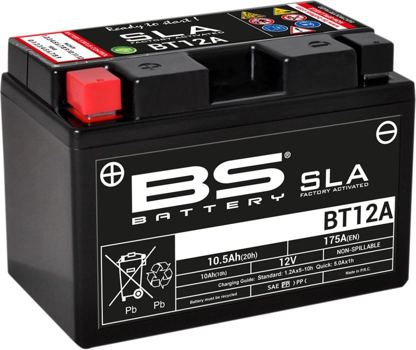 Motorcykelbatteri BS BT12A SLA (vedligeholdelsesfrit) - Pitboxen.dk
