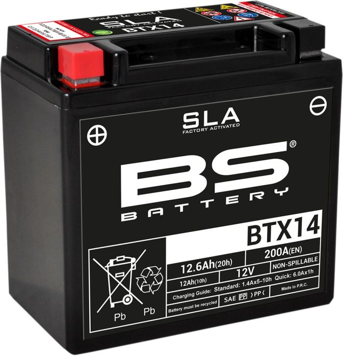 Motorcykelbatteri BS BTX14 SLA (vedligeholdelsesfrit) - Pitboxen.dk