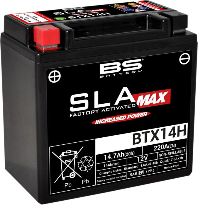 Motorcykelbatteri BS BTX14H SLA - MAX (AGM) - Pitboxen.dk