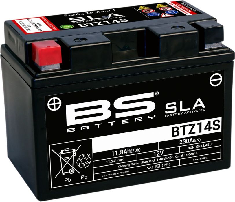 Motorcykelbatteri BS BTZ14S SLA (vedligeholdelsesfrit) - Pitboxen.dk