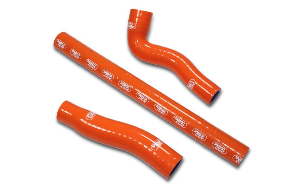 Silikone kølerslanger til KTM SX125 / Husqvarna TC125 / GAS GAS MC125 (Se vehicle fitment) - Orange - Pitboxen.dk