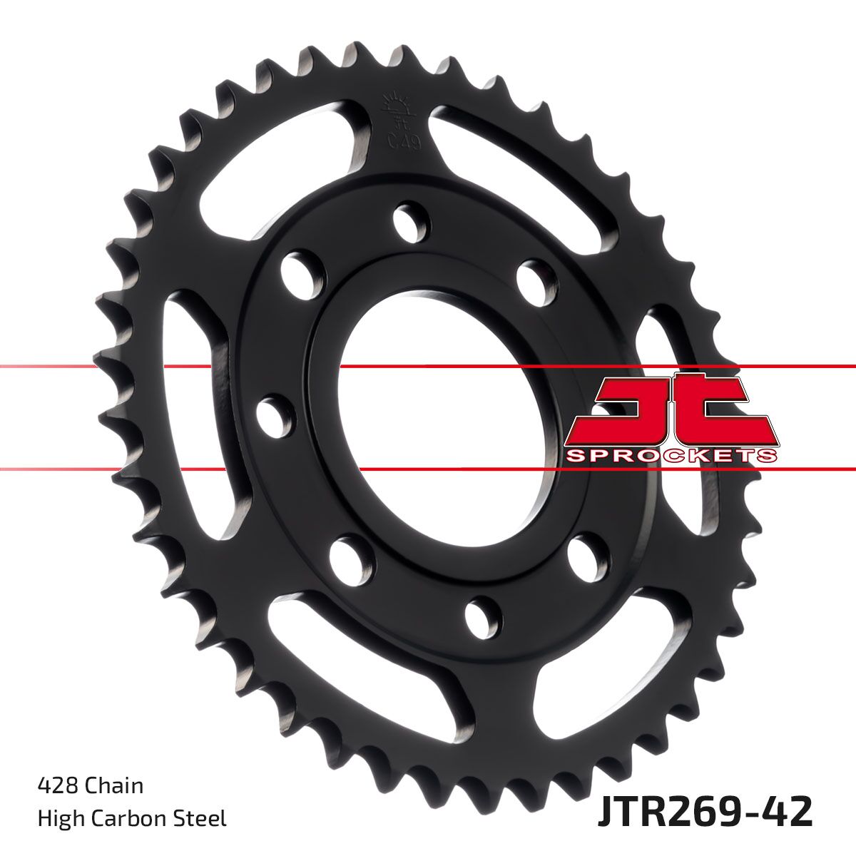 Sort stål bagkædehjul 42T 428 - JTR269.42 - JT Sprockets - Pitboxen.dk