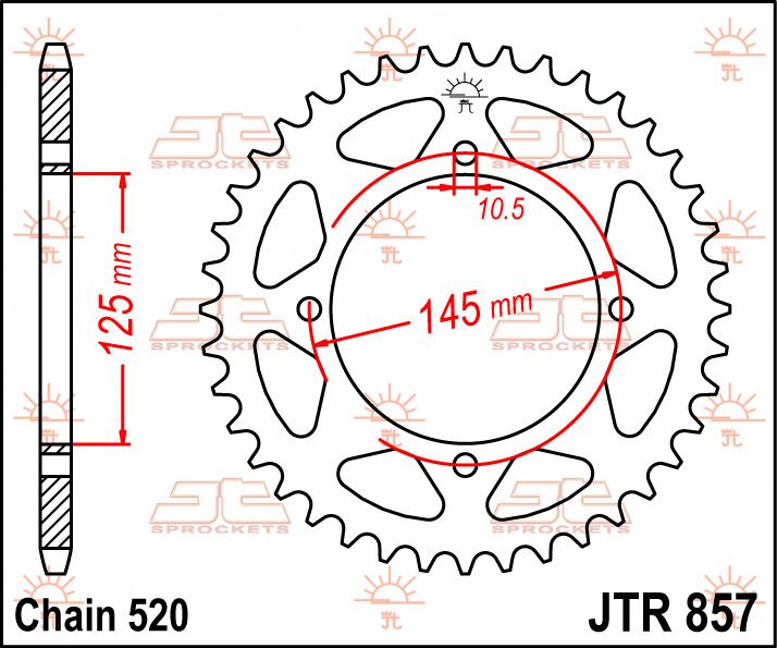 Sort stål bagkædehjul 47T 520 - JTR857.47 - JT Sprockets - Pitboxen.dk
