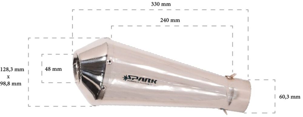 SPARK MEGAPHONE UNIVERSAL SLIP - ON LYDDÆMPER DARK - Pitboxen.dk