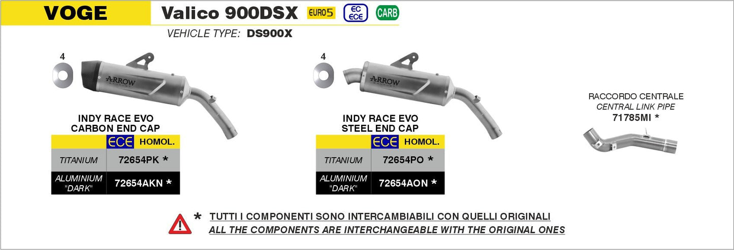 Voge Valico 900DSX 2024- Arrow udstødning. Slip-on udstødninger, komplette udstødninger, manifold/forrør. Find det hos Pitboxen.dk