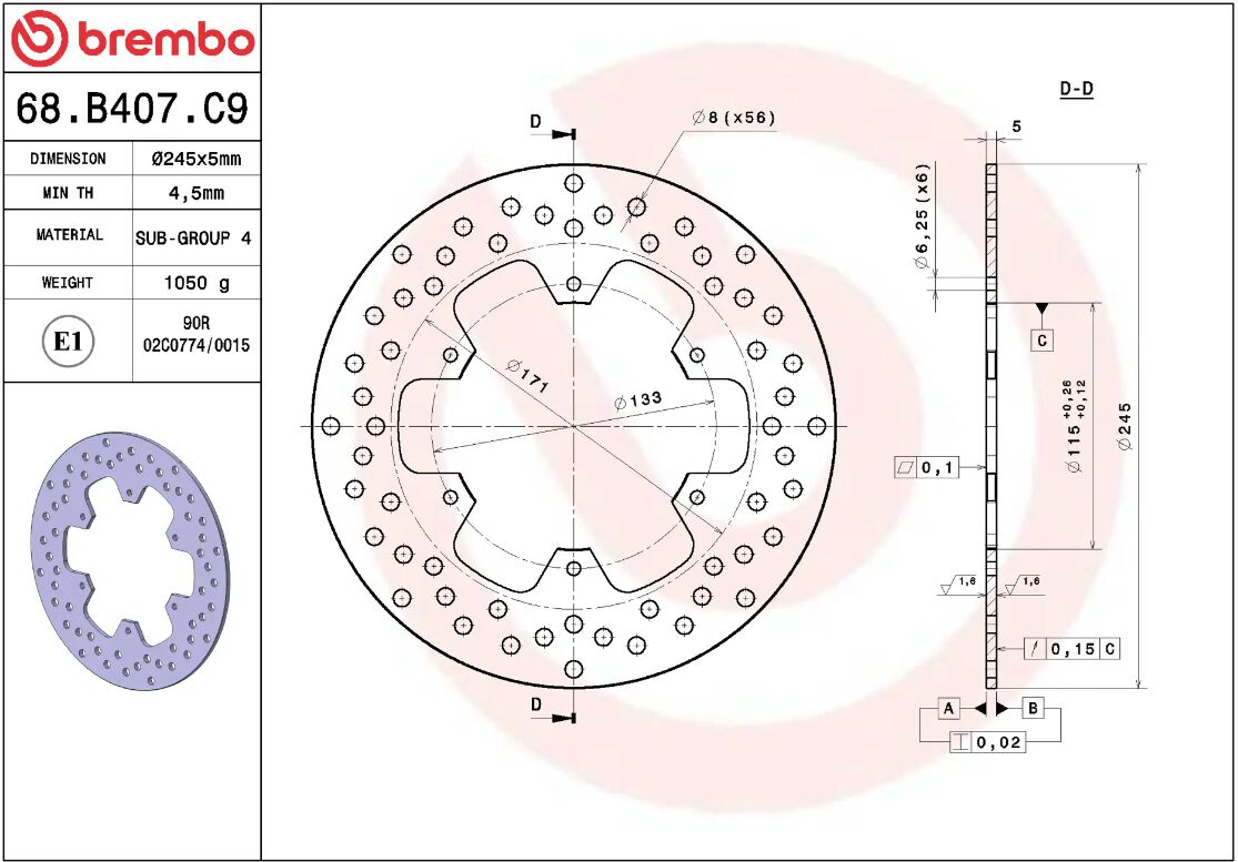 Yamaha WR 450 F 03 - 18 m.fl. bremseskive bag, ORO fast - Brembo - Pitboxen.dk