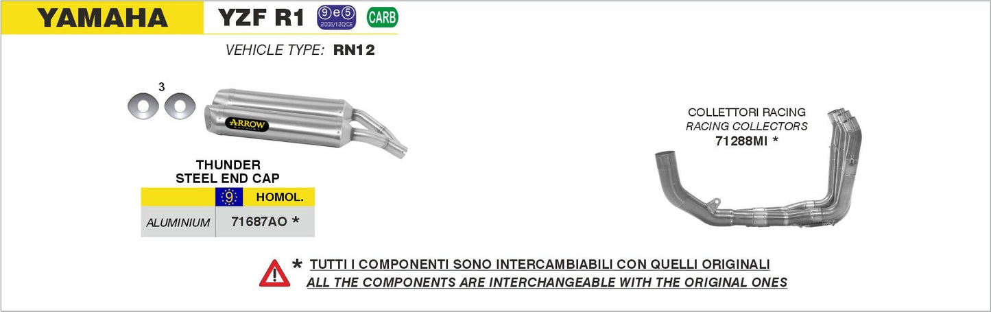 Yamaha YZF R1 2004-2006 Arrow udstødning. Slip-on udstødninger, komplette udstødninger, manifold/forrør. Find det hos Pitboxen.dk