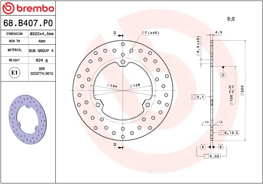 Yamaha YZF - R3 15 - 18 m.fl. bremseskive bag, ORO fast - Brembo - Pitboxen.dk