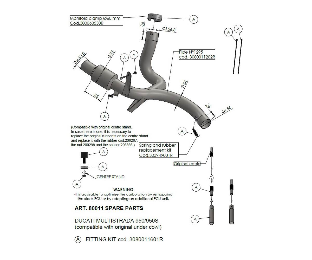 Leo Vince De-Cat Mellemrør til Ducati Multistrada 950/S (2017-2020)