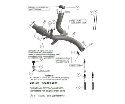 Leo Vince De-Cat Mellemrør til Ducati Multistrada 950/S (2017-2020)