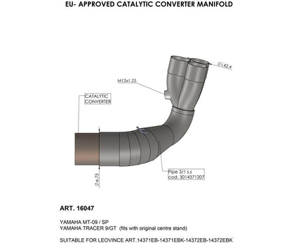 Leo Vince Katalysator converter rør til Yamaha MT-09 / Tracer 9 2021-2022 (sportskatalysator godkendt til LV udstødning)