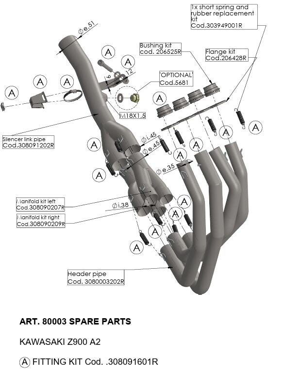 Kawasaki Z 900 A2 18-24 Manifold - LeoVince