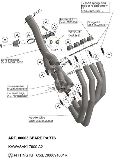 Kawasaki Z 900 A2 18-24 Manifold - LeoVince