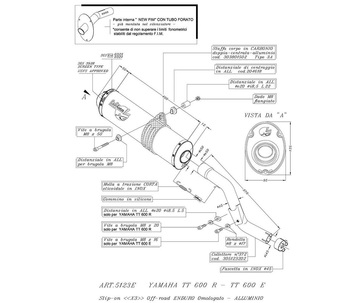 Leo Vince Slip-On til Yamaha TT 600 R (1998-2005) - X3
