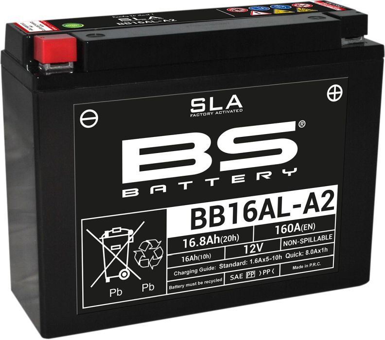 Motorcykelbatteri BS BB16AL-A2 SLA (vedligeholdelsesfrit)