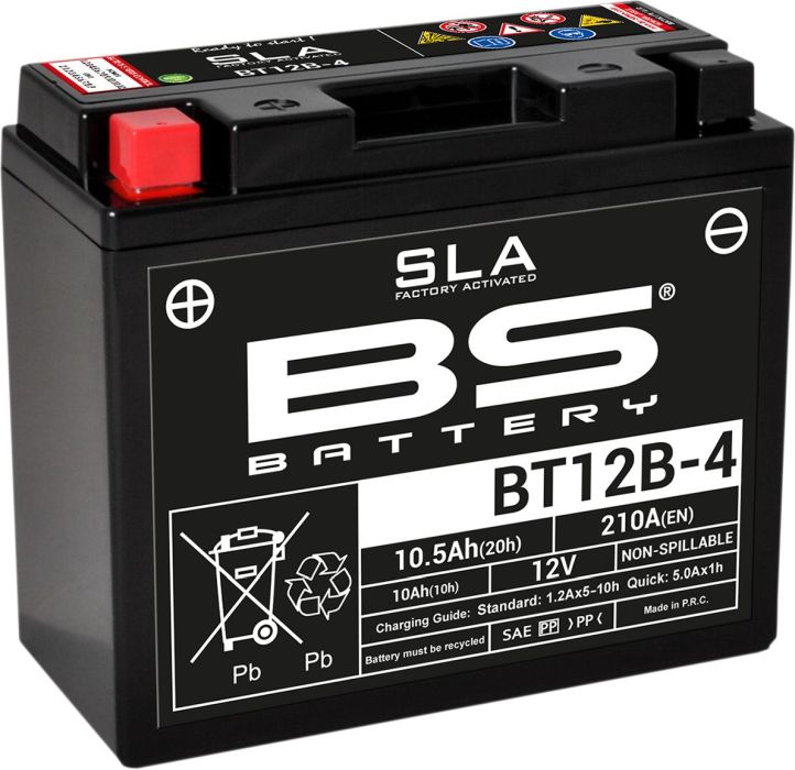 Motorcykelbatteri BS BT12B-4 SLA (vedligeholdelsesfrit)