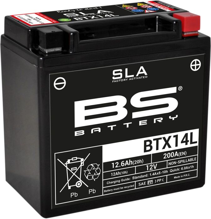 Motorcykelbatteri BS BTX14L SLA (vedligeholdelsesfrit)