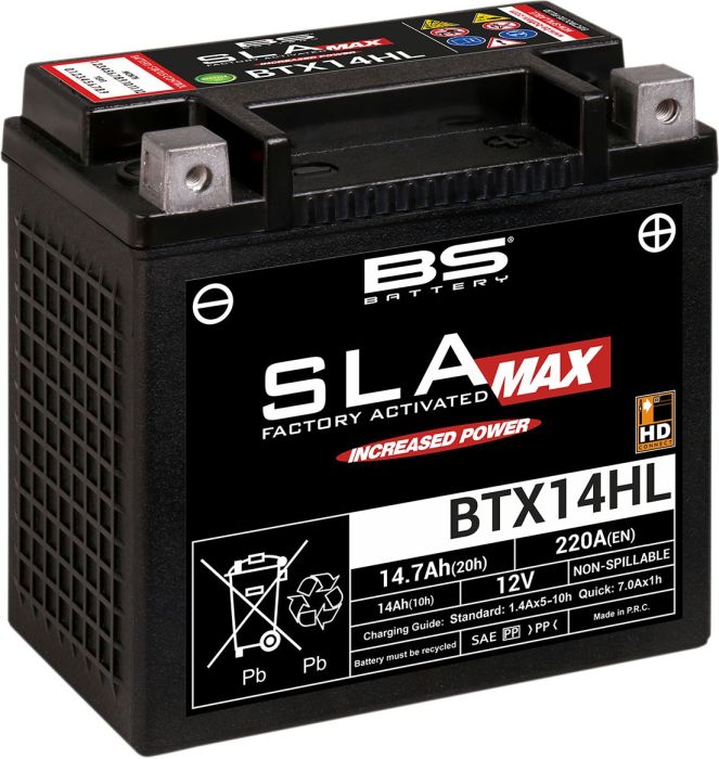 Motorcykelbatteri BS BTX14HL SLA- MAX (AGM)