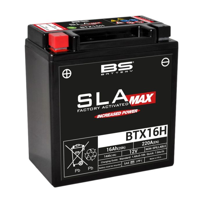 Motorcykelbatteri BS BTX16H SLA- MAX (AGM)