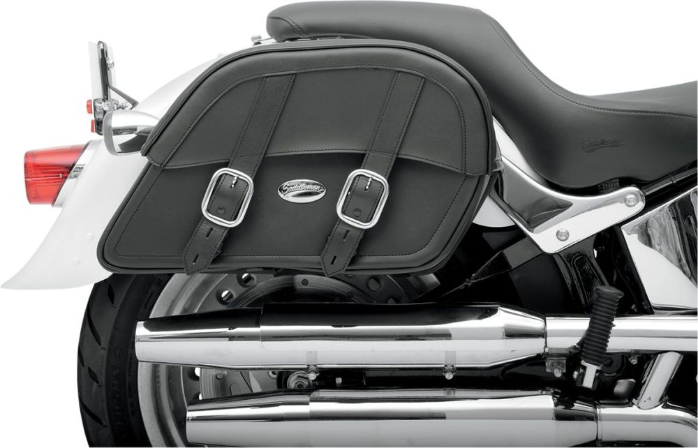 SADDLEBAG CUSTOM FIT SYNTHETIC LEATHER SLANT SMOOTH BLACK