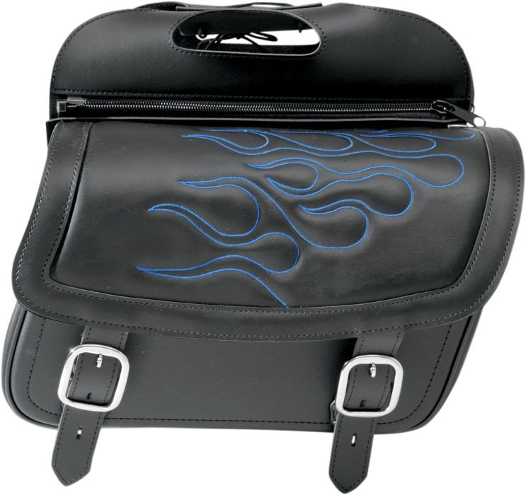 HIGHWAYMAN BLUE FLAME TATTOO SADDLEBAGS LARGE