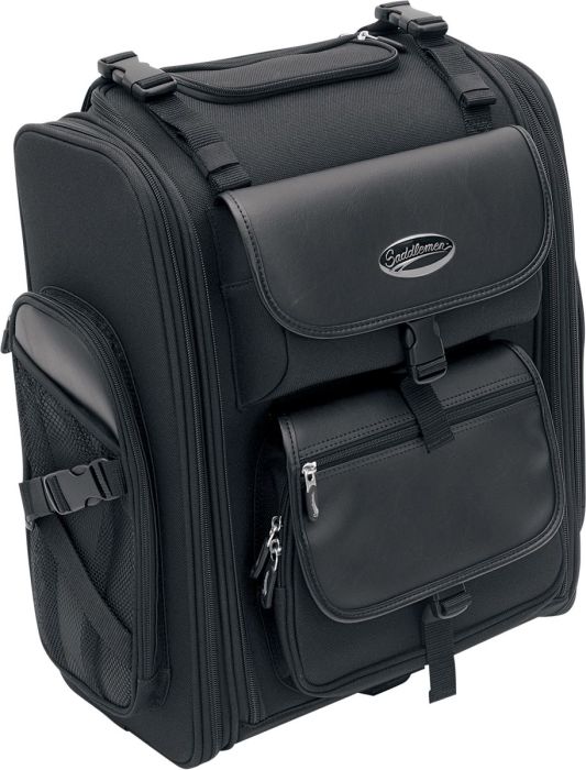 SISSY BAR BAG EXPANDABLE TEXTILE BLACK