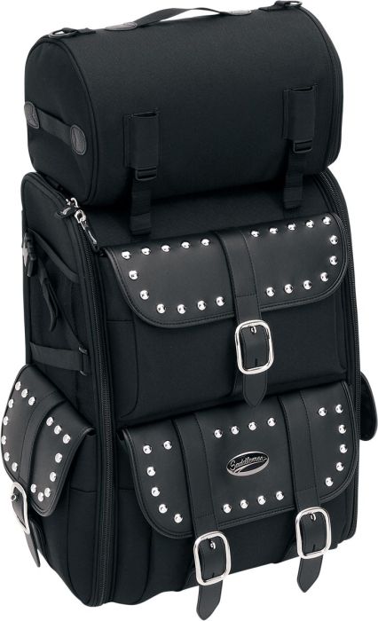 SISSY BAR BAG DELUXE TEXTILE BLACK CHROME