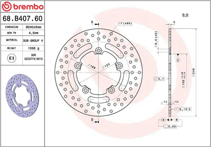 Aprilia Dorsoduro 08 - 20 m.fl. bremseskive bag, ORO fast - Brembo - Pitboxen.dk