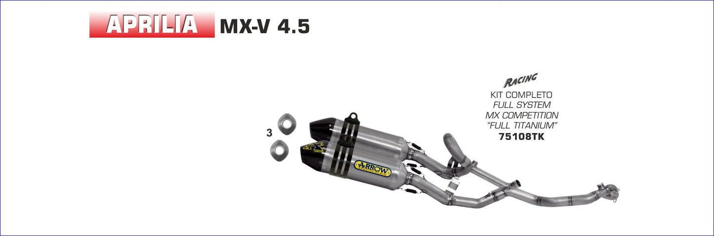 Aprilia MX-V 4.5 2009-2014 Arrow udstødning. Slip-on udstødninger, komplette udstødninger, manifold/forrør. Find det hos Pitboxen.dk